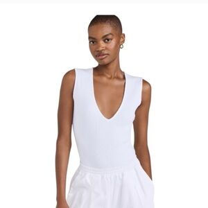 Mara Hoffman White V-Neck Bodysuit - M